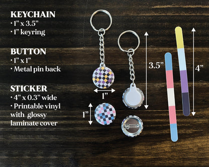 Subtle Pride Checkerboard Keychain/Button | Trans & Non-Binary