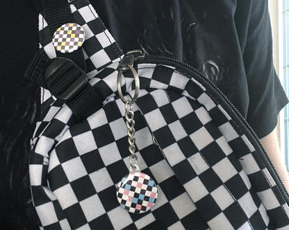 Subtle Pride Checkerboard Keychain/Button | Trans & Non-Binary